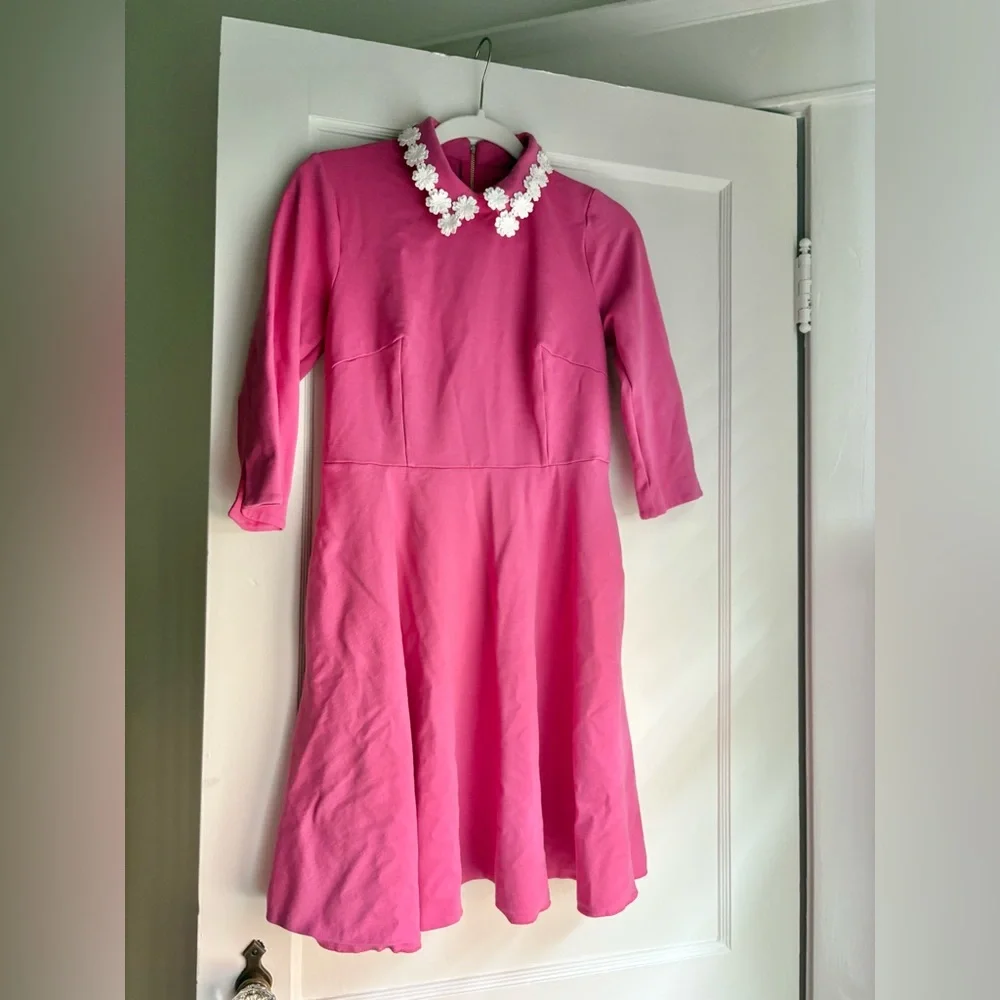 Kate Spade Pink Dress with Floral Collar size Medium - Picture 2 of 11